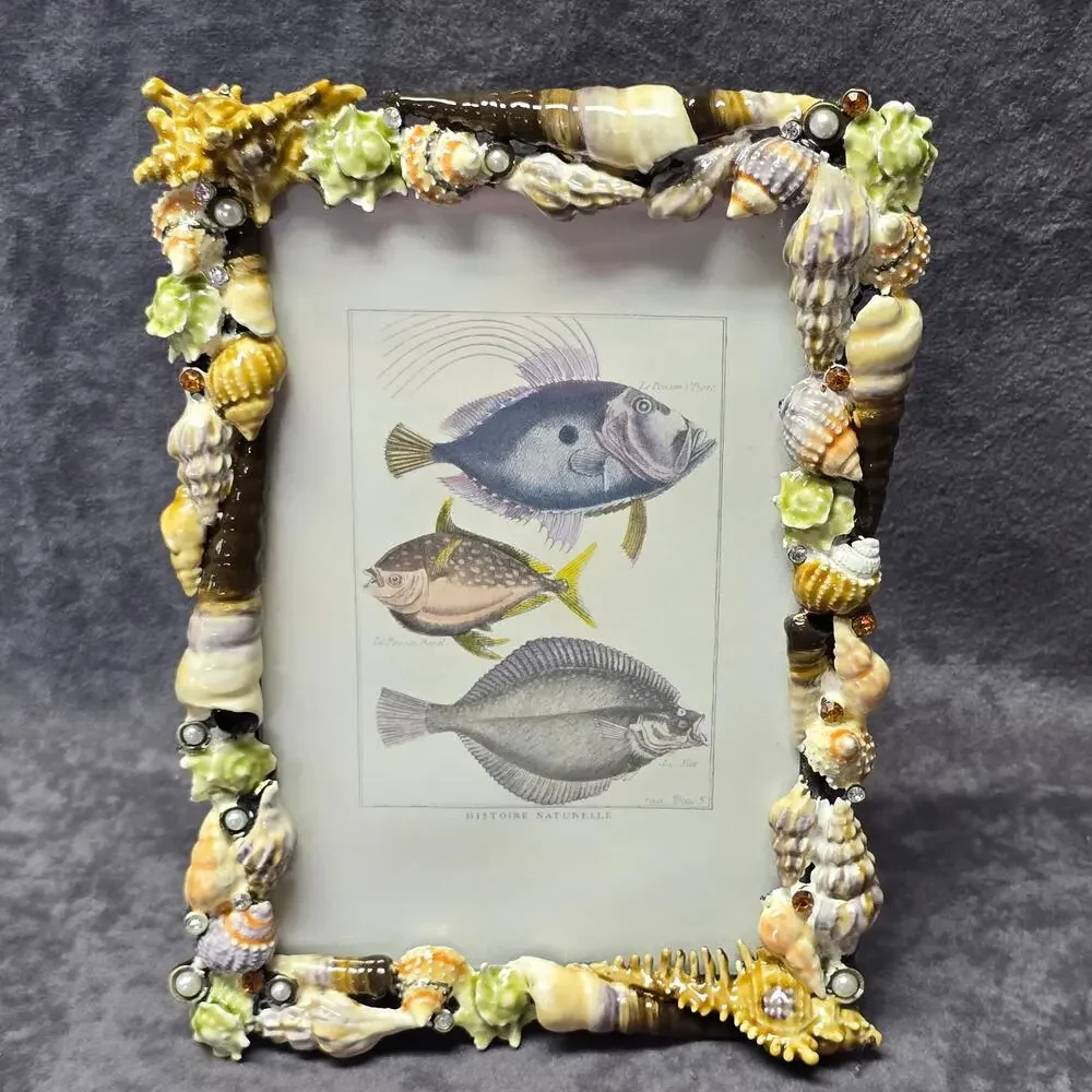 Sanibel Austrian Crystal by Two's Company Seashell Encrusted 5x7 Picture Frame